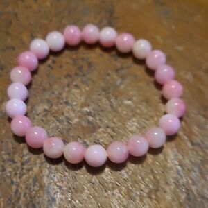 Pink and White Beaded Bracelet